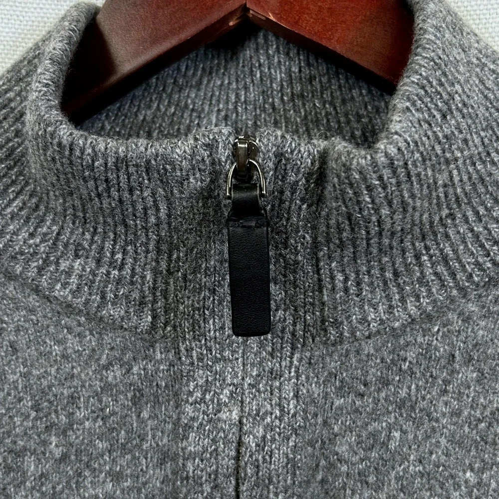 Banana Republic‎ Quarter Zip Sweater Mens XL Gray Italian Yarn Wool Pullover Y2K